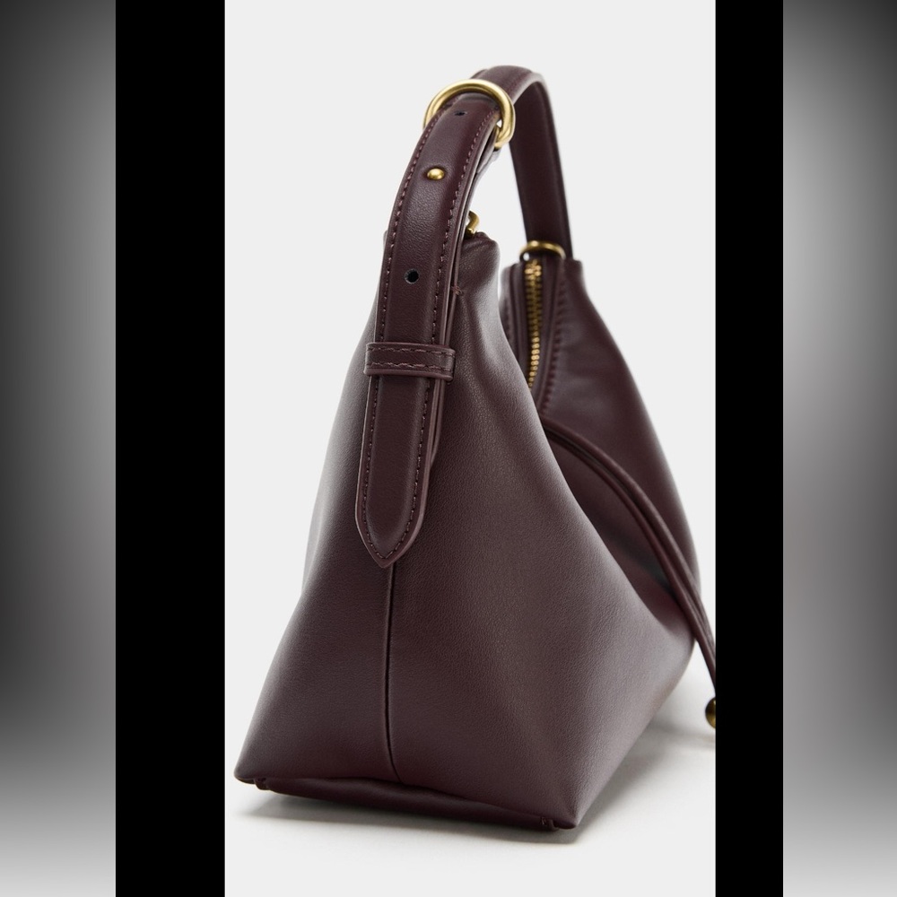 Zara NWT dark burgundy faux leather bag - Picture 7 of 9